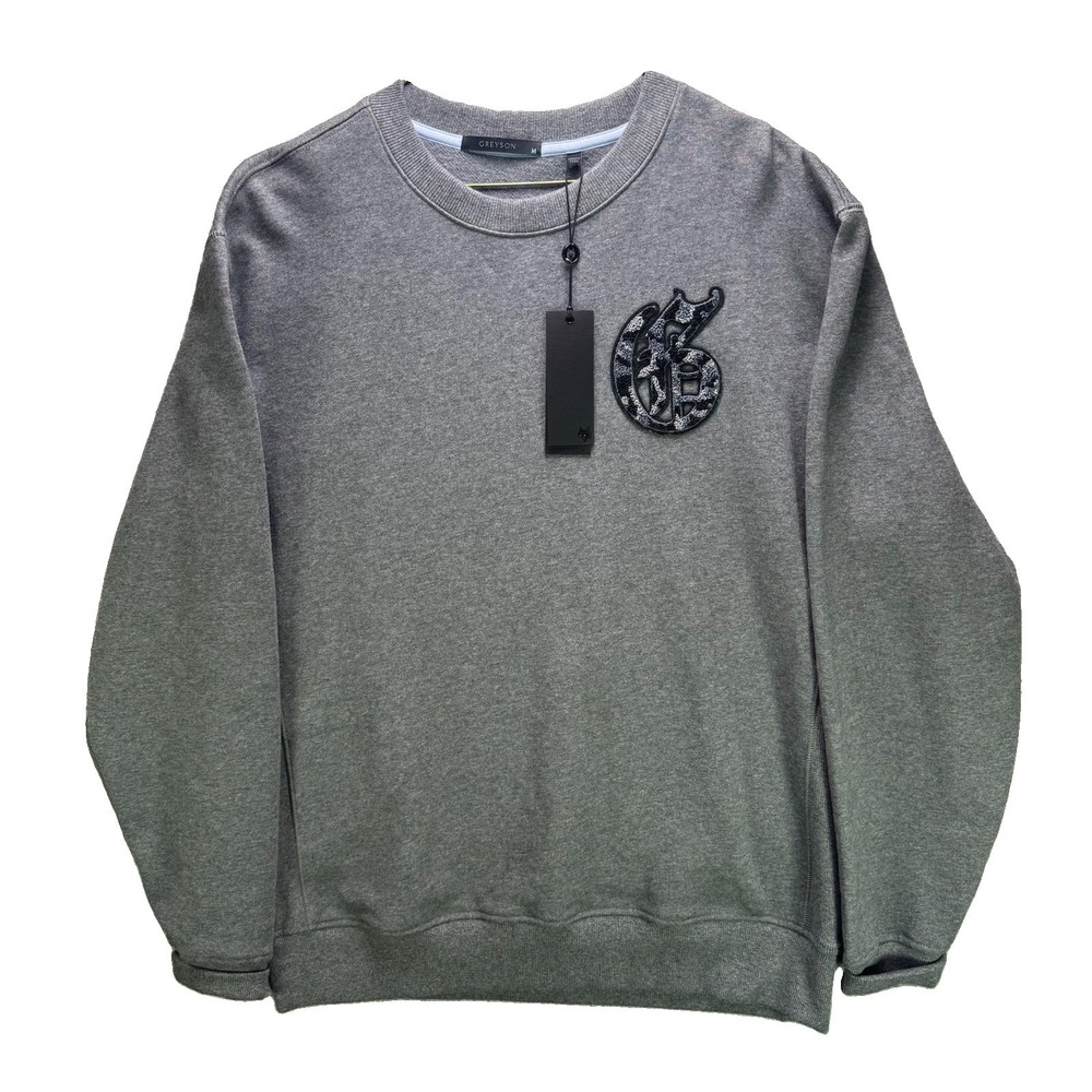 Greyson Crewneck Sweatshirt Mens Medium Gray Golf Pullover Old English G NWT